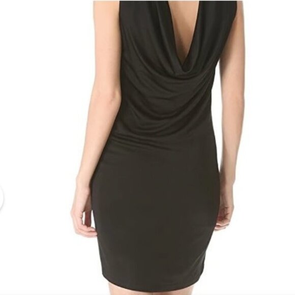 Tβ by ALEXANDER WANG Drape-Back Above Knee/Mini Rayon Sleeveless Black Dress S - Picture 4 of 13